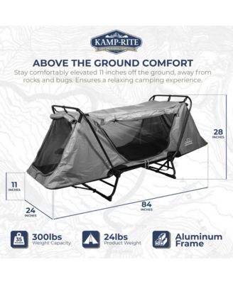 Original Quick Setup 1 Person Elevated Cot, Lounge Chair, & Tent, Gray