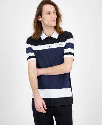 KARL LAGERFELD PARIS - Men's Slim Fit Color Block Short Sleeve Logo Polo Shirt