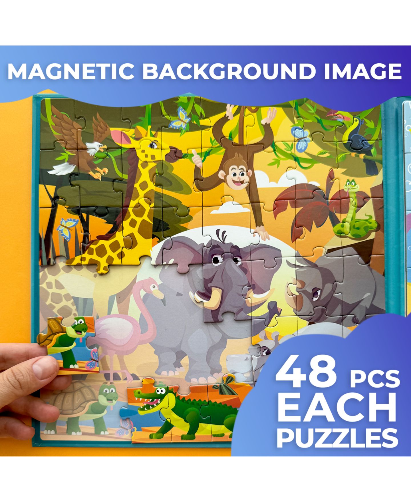 Детские игрушки Quokka Magnetic Travel Puzzles, 2-Puzzle Set, Ages 3+, цвет: Синий — фото 5