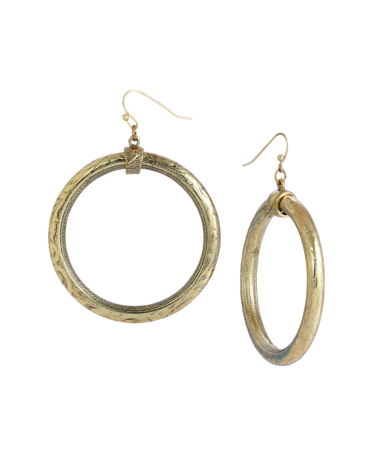 2028 GOLD-TONE TEXTURED HOOP EARRINGS 