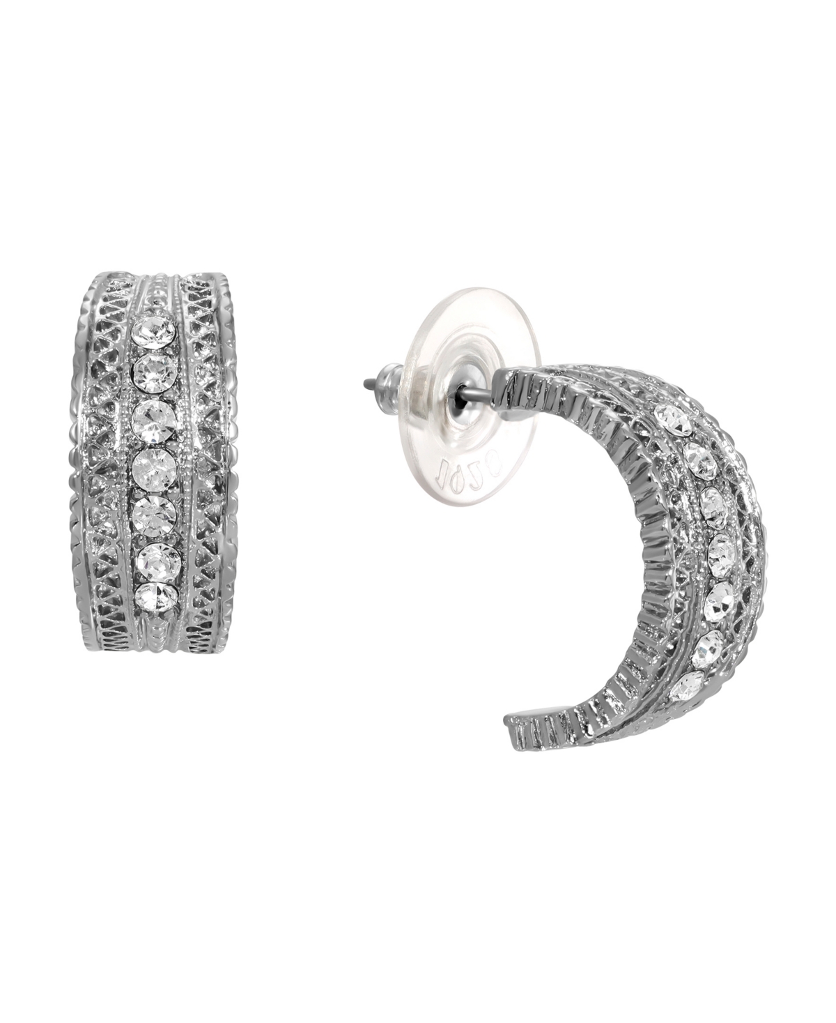 2028 Crystal Silver-tone Hoop Earrings In White
