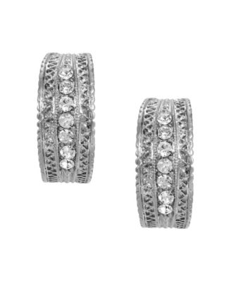 Crystal Silver-Tone Hoop Earrings