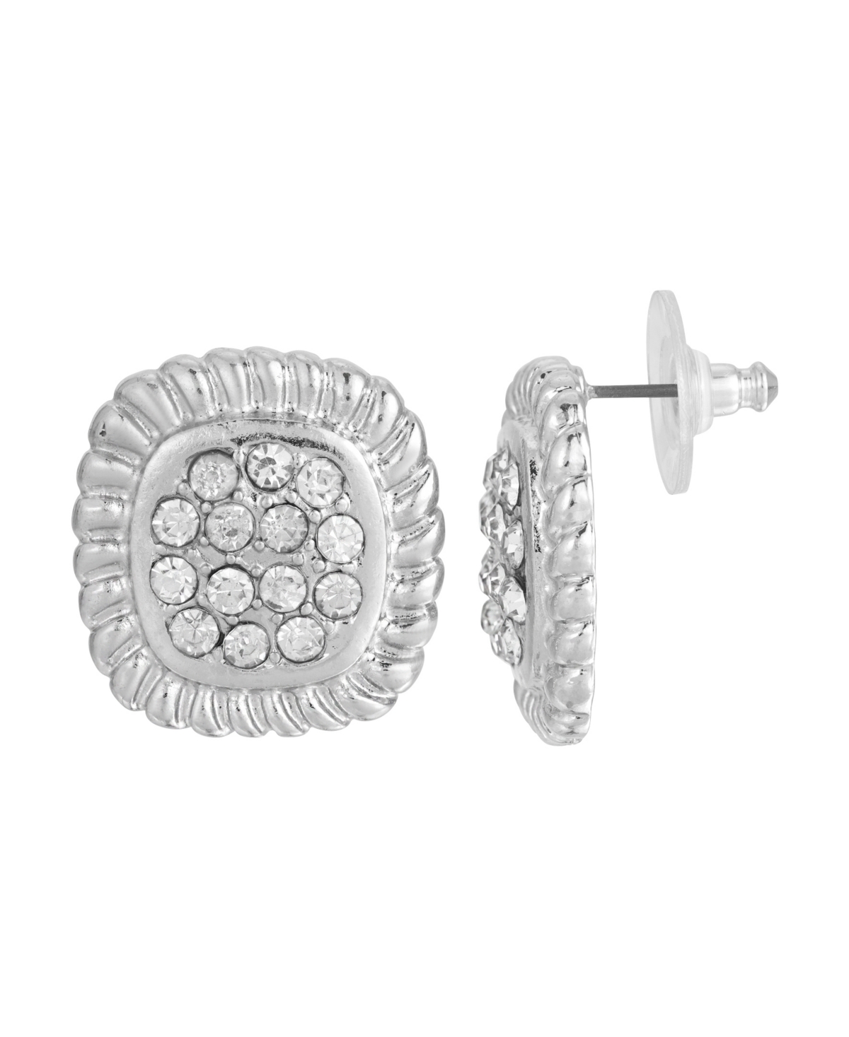 2028 CRYSTAL SQUARE BUTTON EARRINGS 