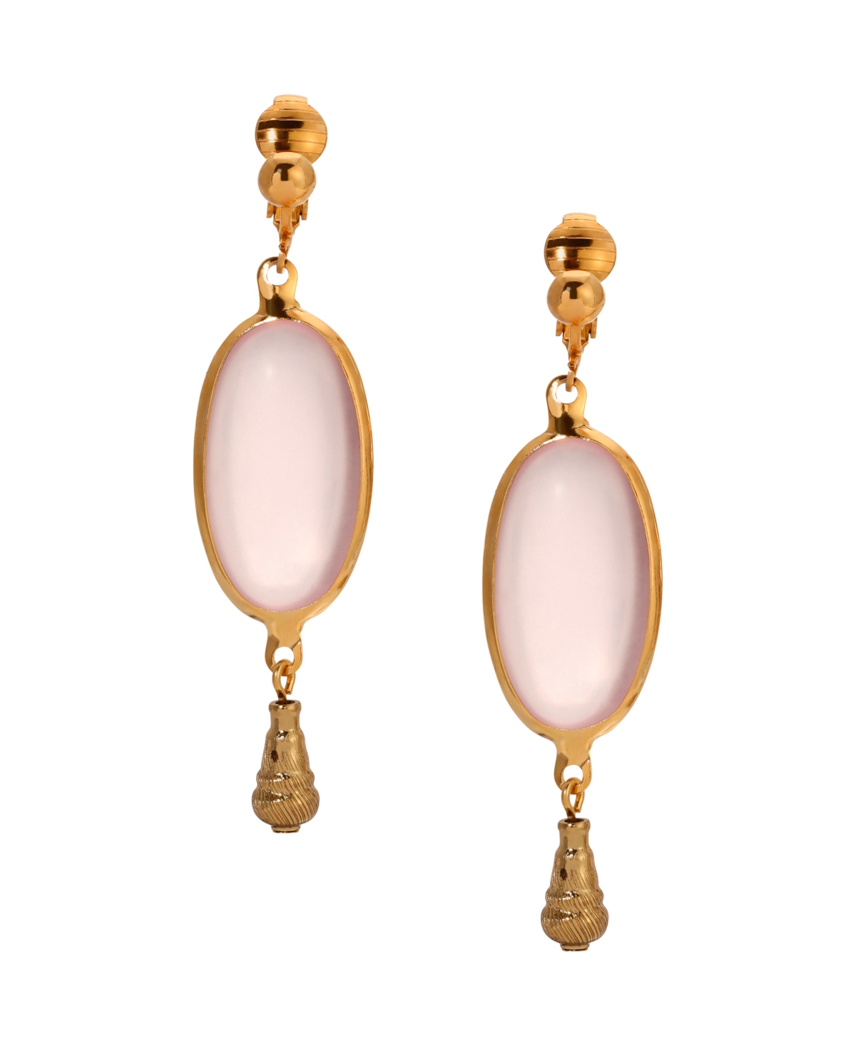2028 Gold-tone Glass Oval Clip Earrings In Pink
