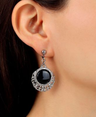 Glass Round Filigree Clip Earrings