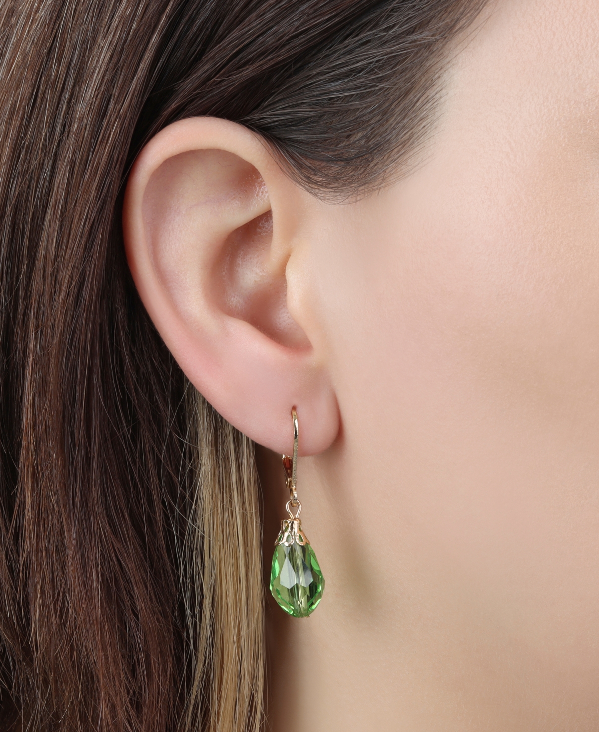 2028 Acrylic Bead Drop Earrings In Green