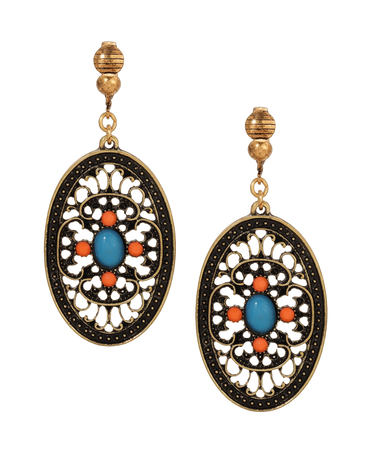 2028 ENAMEL LARGE OVAL FILIGREE CLIP EARRINGS 