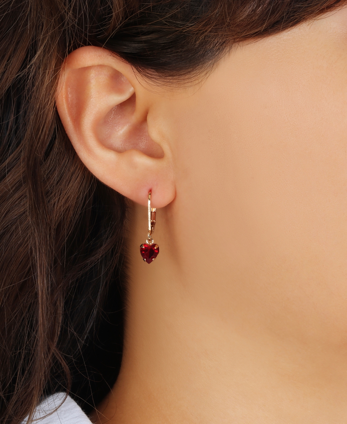 Shop 2028 Crystal Heart Drop Earrings In Red