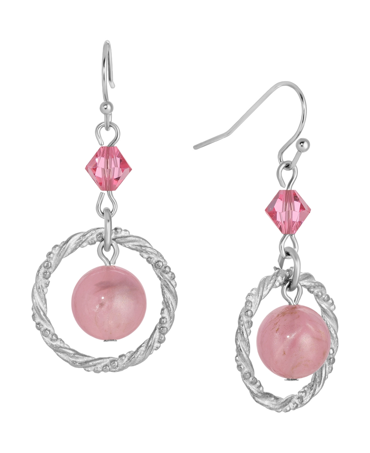 2028 ACRYLIC BEAD CRYSTAL HOOP EARRINGS 