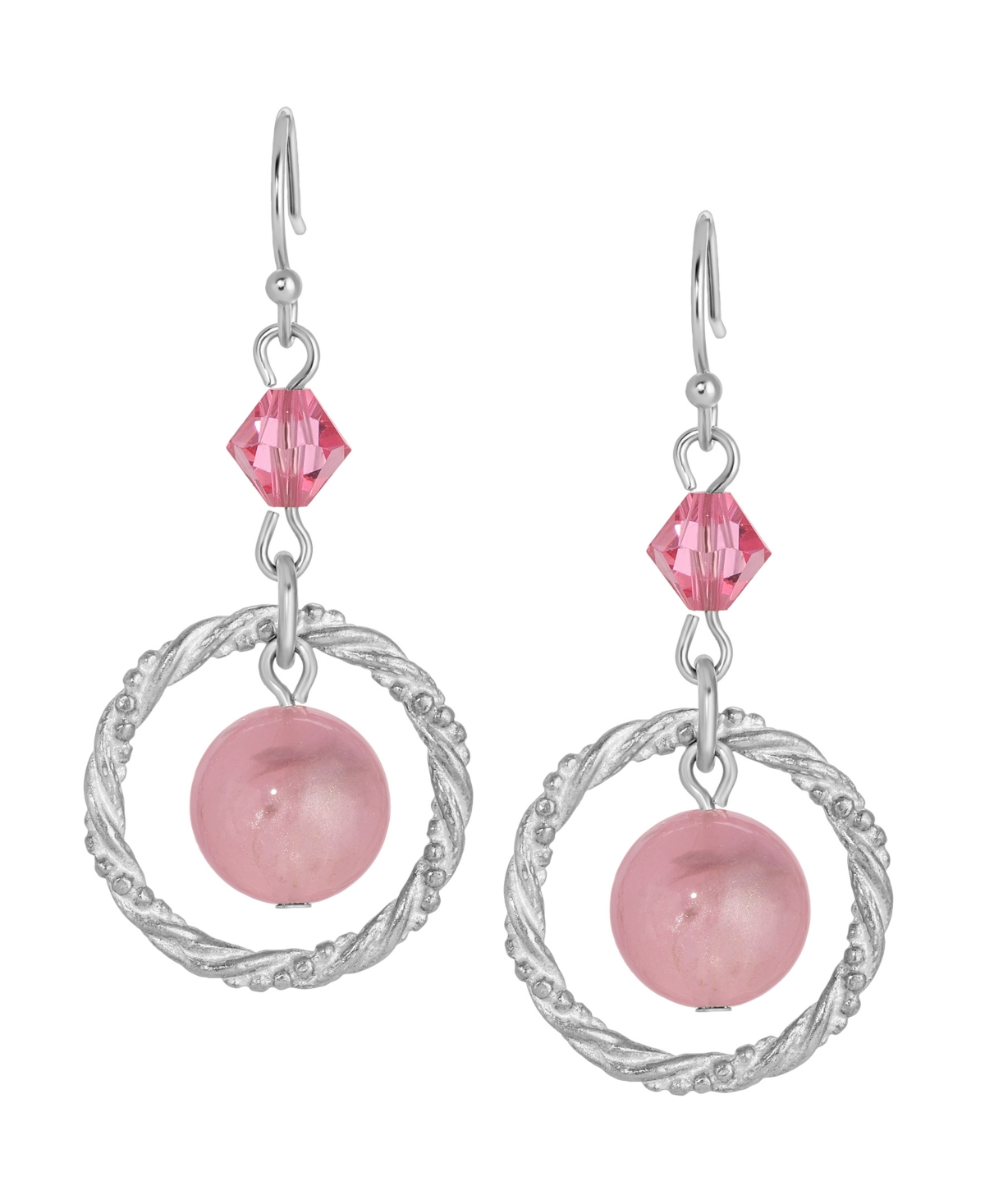 2028 ACRYLIC BEAD CRYSTAL HOOP EARRINGS 