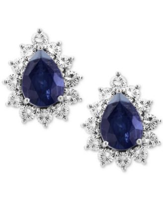 EFFY&reg; Sapphire Halo Stud Earrings (5/8 ct. t.w.) in 14k White Gold