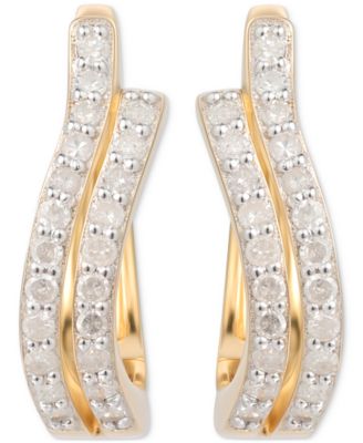 Diamond Double-Row Hoop Earrings (1/3 ct. t.w.) in 14k Gold-Plated Sterling Silver 