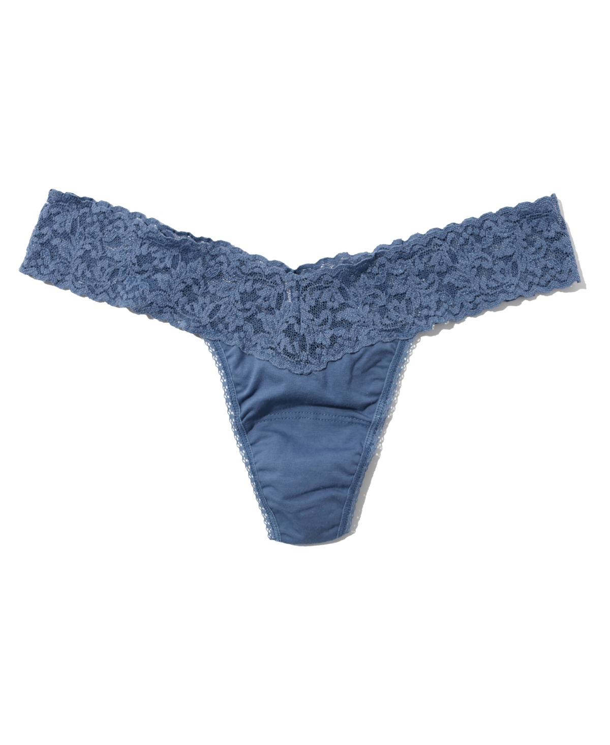 Hanky Panky Cotton With A Conscience Original-rise Thong In Washed Indigo Blue