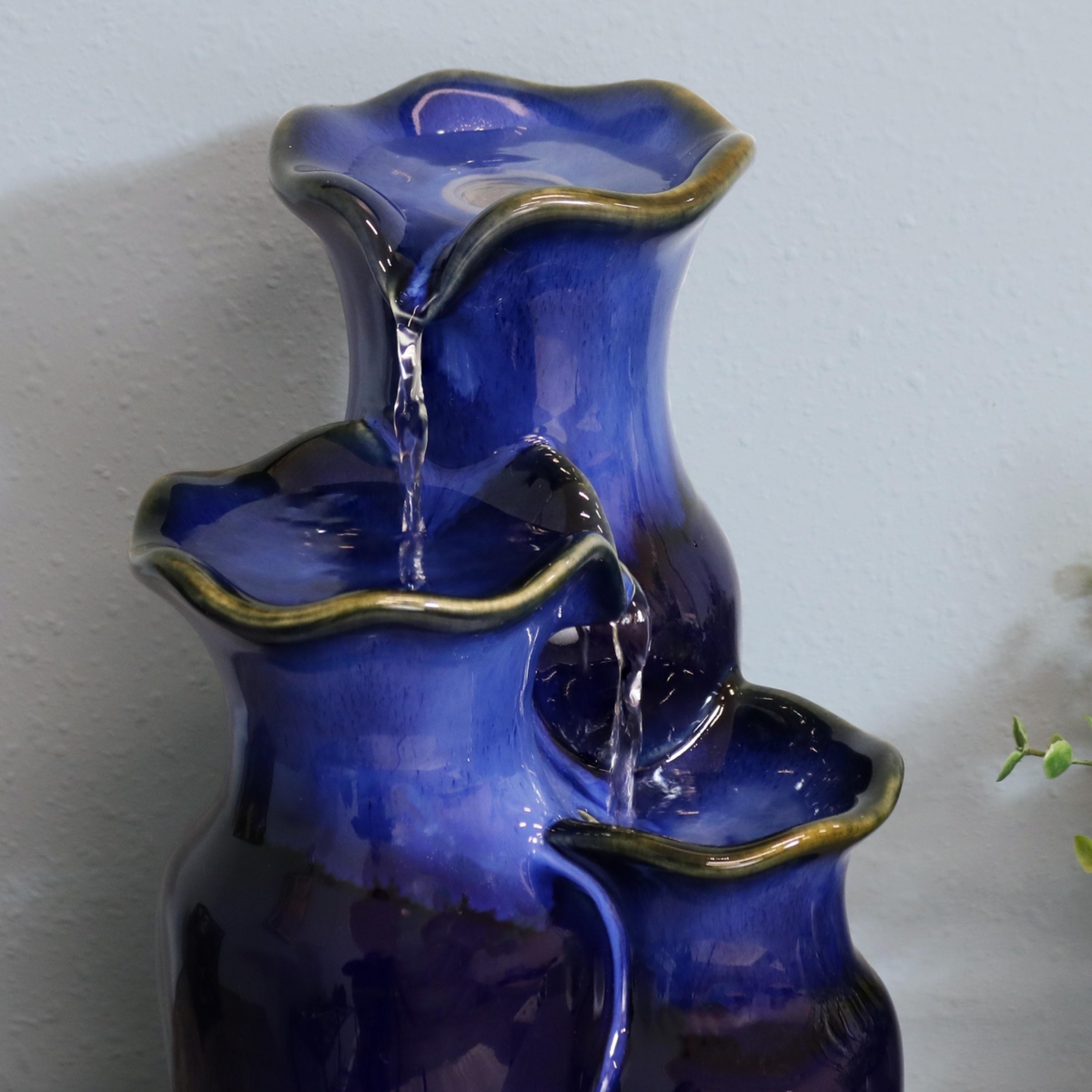 Sunnydaze Decor TieredPitchers Ceramic Indoor Water Fountain - - Blue