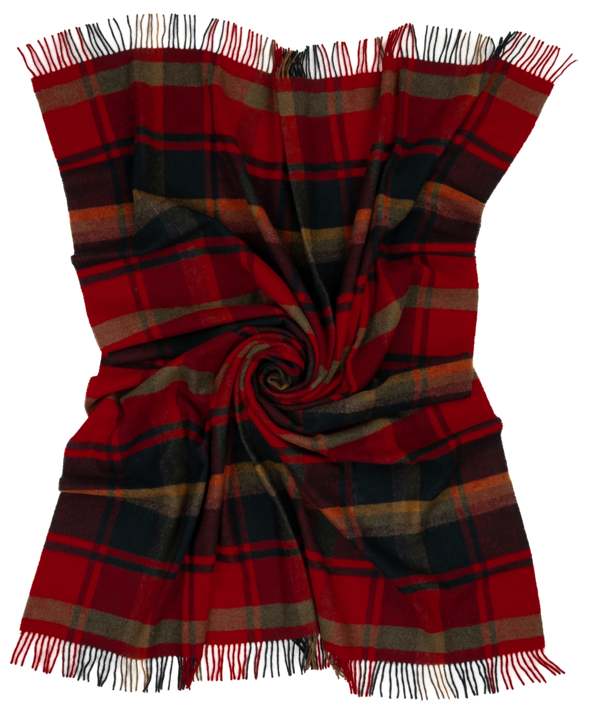 Prince Of Scots Highland Tweeds Shetland Lambswool Throw, 55 " X 72" In Red