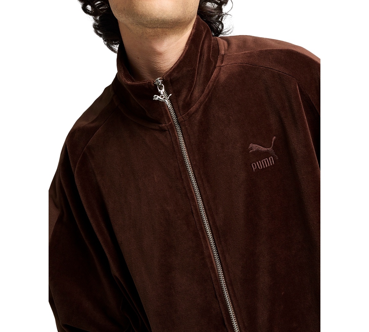 Men s T7 Oversized Velour Track Jacket In Brown