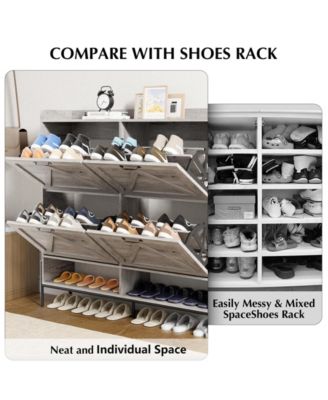 Shoe Cabinet with 4 Flip Drawers,Freestanding Shoe Storage Cabinet Organizer for Entryway,Shoe Rack Cabinet,Dry and wet Separation Shoe Organizer with Metal Legs