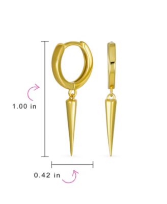 Punk Rocker Goth Biker Jewelry Arrow Charm Huggie Dangling Dagger Spike Mini Hoop Earrings Gold Plated Sterling Silver