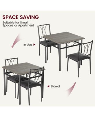 Dining Table Set for 2, Kitchen Table and Chairs, Square Dining Room Table Set , 3 Piece Dining Table Set , Rustic Grey