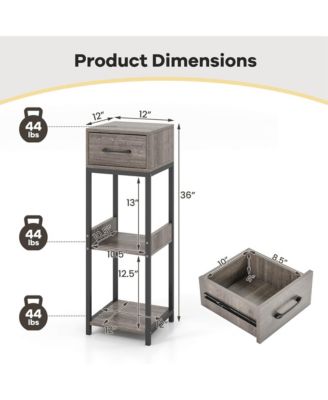 1 Pack 3 Tier Indoor Tall Plant Stand with Drawer Anti-tipping Devices Display Shelf