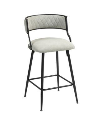 SET OF 2, 26" Counter height bar stools PU cover kitchen island counter bar stool with black powder coating base and footrest(Beige)