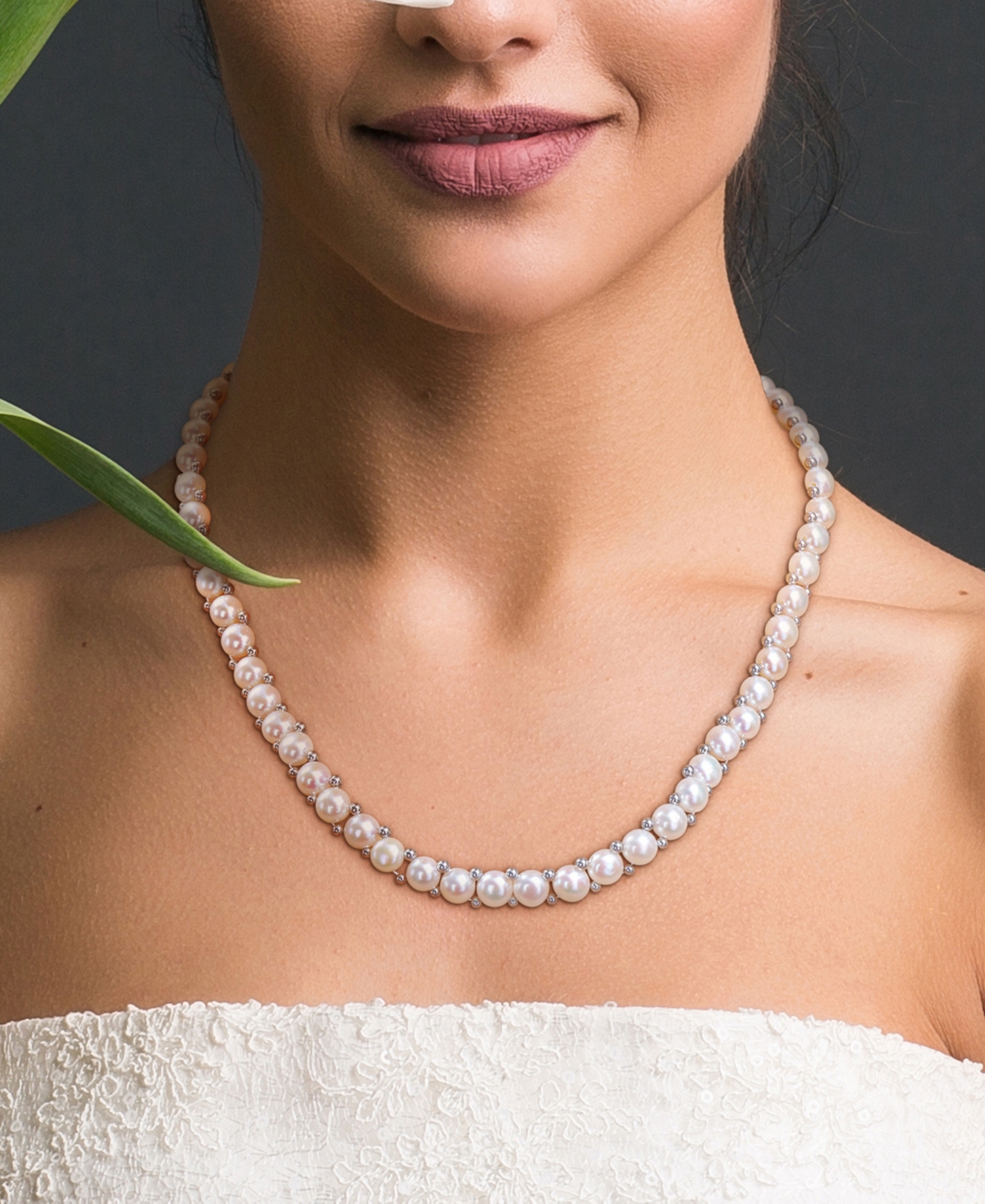 Macy's 3-pc. Set Cultured Freshwater Pearl (6-7-1/2mm) Beaded Strand Necklace (17"), Stretch Bracelet & Stu In White