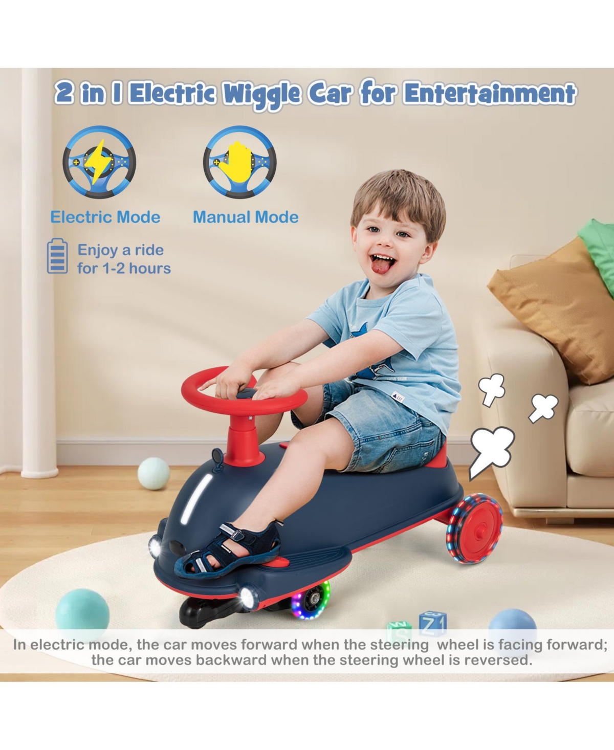 Hongge 6V Kids Ride On Drifting Wiggle Car 1 with Music and Pedal and Dolphin-like Design