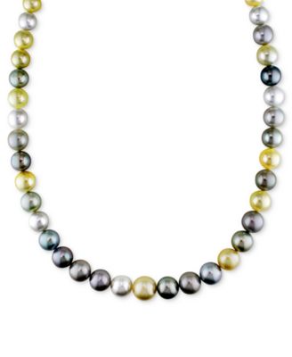 Macy's - Multicolor Cultured South Sea & Tahitian Pearl (9-12mm) 18" Strand Necklace 14k Yellow Gold