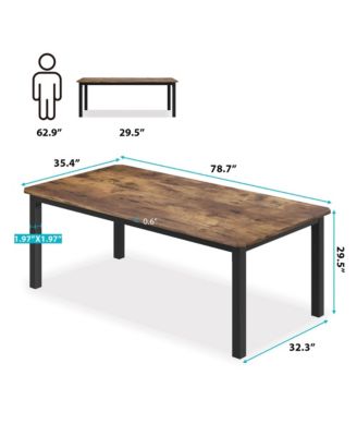 Industrial Dining Table for 68 People, 78.7" Long Kitchen Table, Wood Dining Table, Kitchen & Dining Room Table