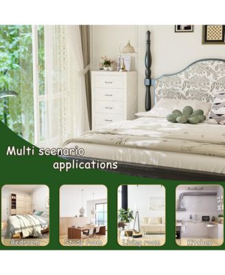 Brown Wood Accent Storage Dresser Organizer With 5 Drawers