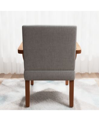 Fabric Accent Arm Chair Set of 2 with Round Wood Table