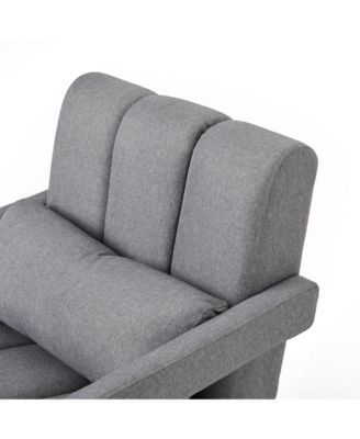 Linen Accent Chair with Pillow, Grey