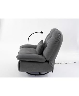 Power Recliner Swivel Glider USB Charger With Bluetooth Music Player Different Function Sleep Working Game and Leisure Model Grey