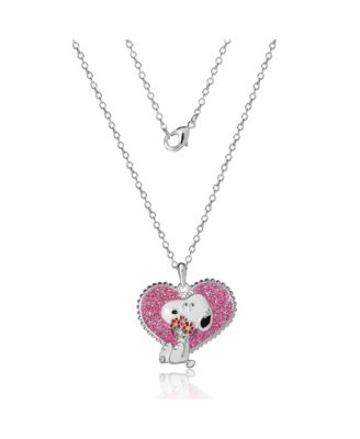 Snoopy Heart Flowers Valentine's Day Pendant