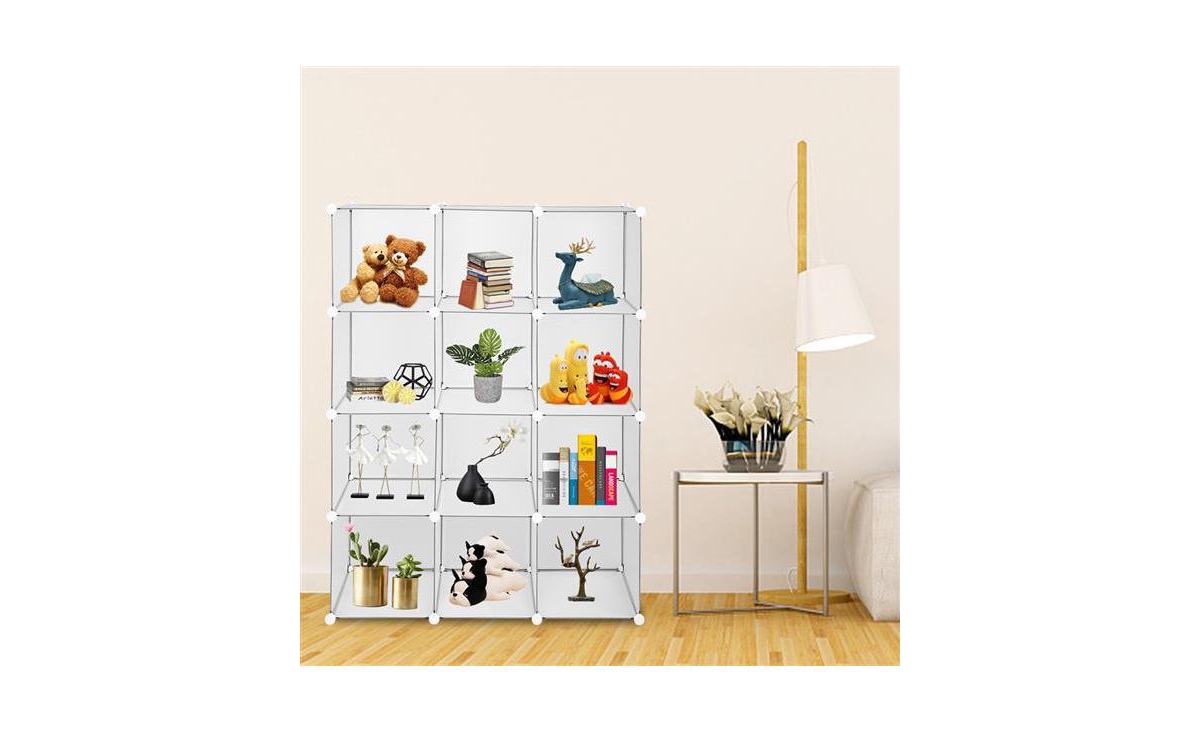 Slickblue 12-Cube Storage Organizer - Versatile Bookshelf and Closet Organizer for Home or Office