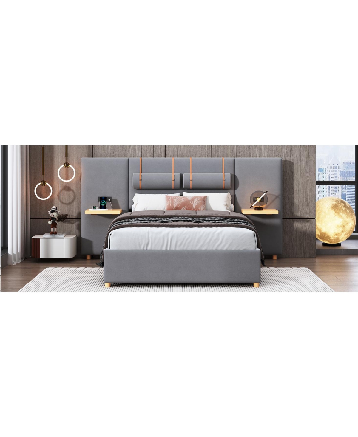 Slickblue Platform Bed with Two Outlets and Usb Charging Ports on Both Sides for Ultimate Convenience