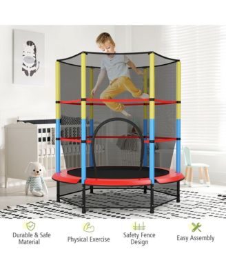 55'' Kids Trampoline Recreational Bounce Jumper W/Safety Enclosure Net Heavy-duty