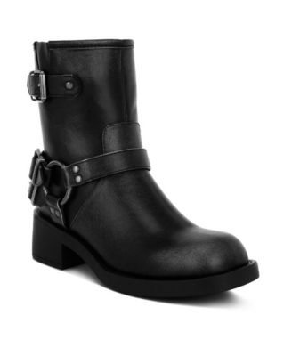 Womens Caribou Harness Detail Biker Boots