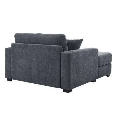 Oversized Chaise Lounge Sofa with Amenities, Chenille Fabric
