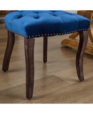 Streamdale French Tufted Fabric Dining Chairs, Set of 2, Blue