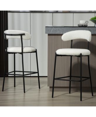 26" Counter Bar Stools with Fabric and Black Base