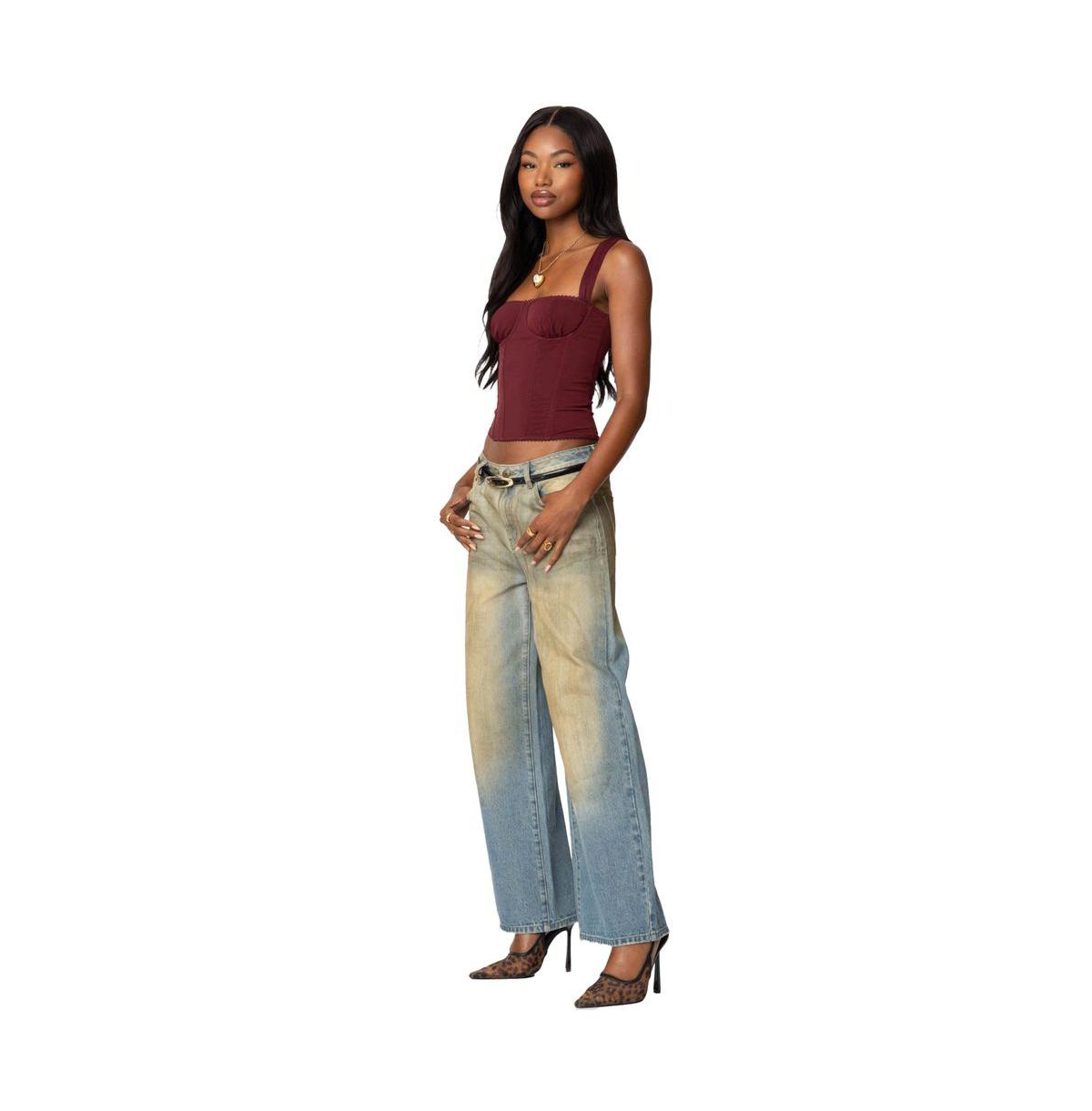 Edikted Women's Marcella Wide Strap Mesh Corset
