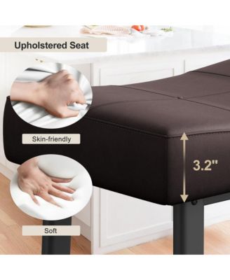 Set of 2 Ergonomic 24" Counter Height Bar Stools with Curved PU Leather Seat, Metal Frame, Integrated Footrest, Supports 240 lbs