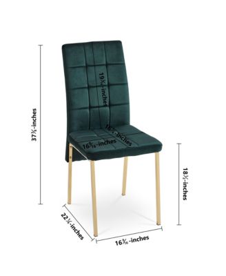 Green Velvet High Back Nordic Dining Chair Modern Fabric Chair with Golden Color Legs, Set Of 4