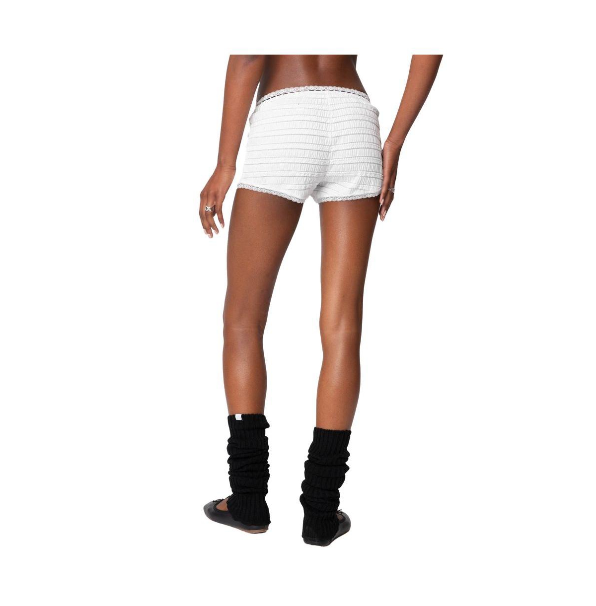 Edikted Women's Lenny Lacey Textured Micro Shorts