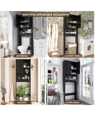 23.62 in. W x 65.39 in. H x 8.27 in. D Over The Toilet Storage with Adjustable Shelves for Bathroom and Laundry