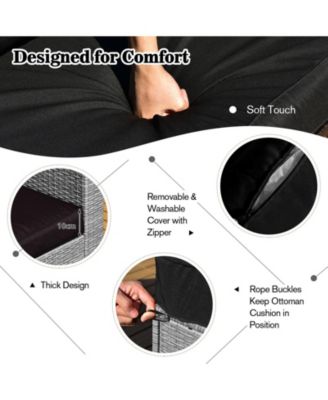 8 Pieces Patio Rattan Furniture Set with Storage Waterproof Cover and Cushion-Black