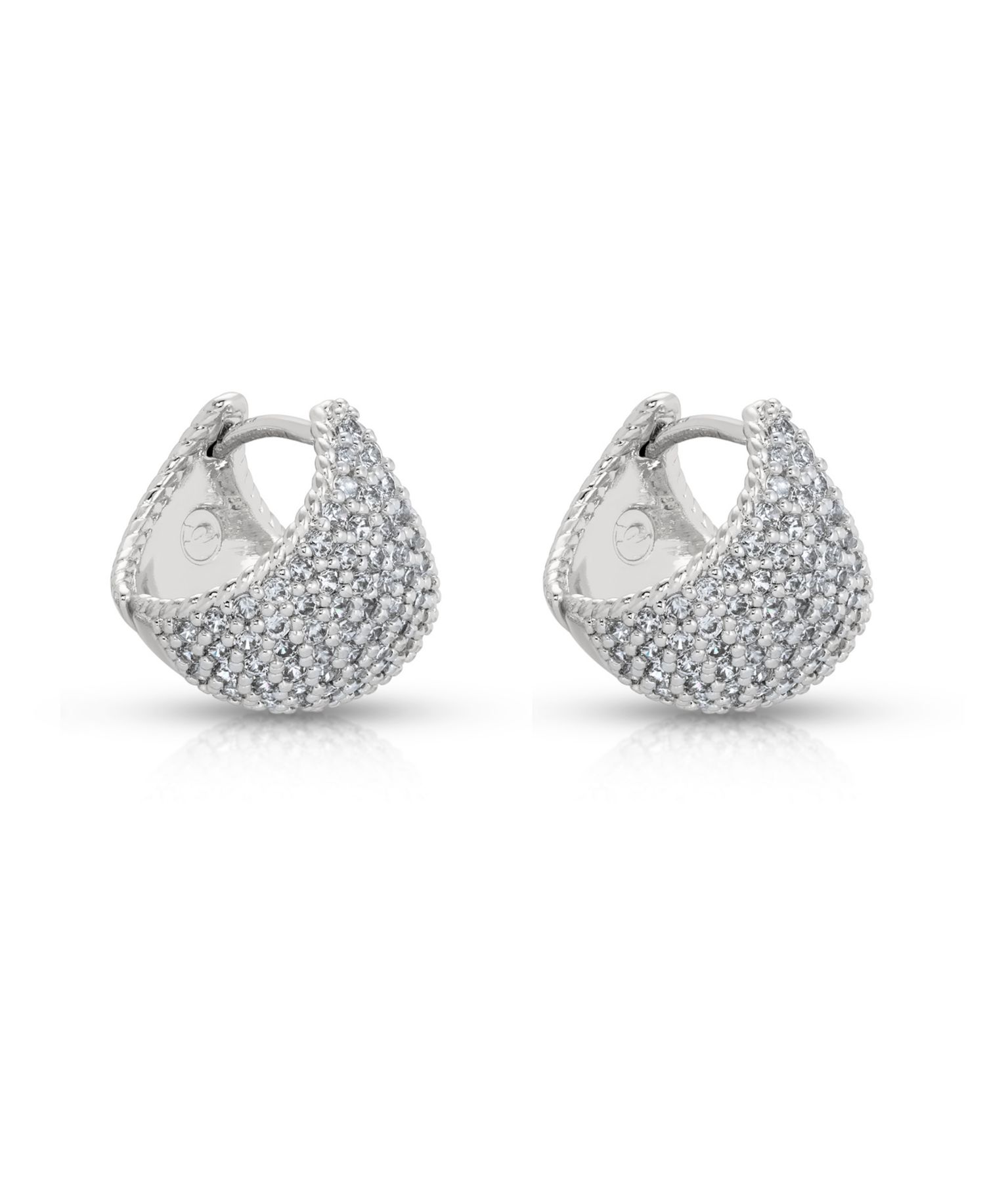 Pave Encrusted Huggies Hoops Earrings
