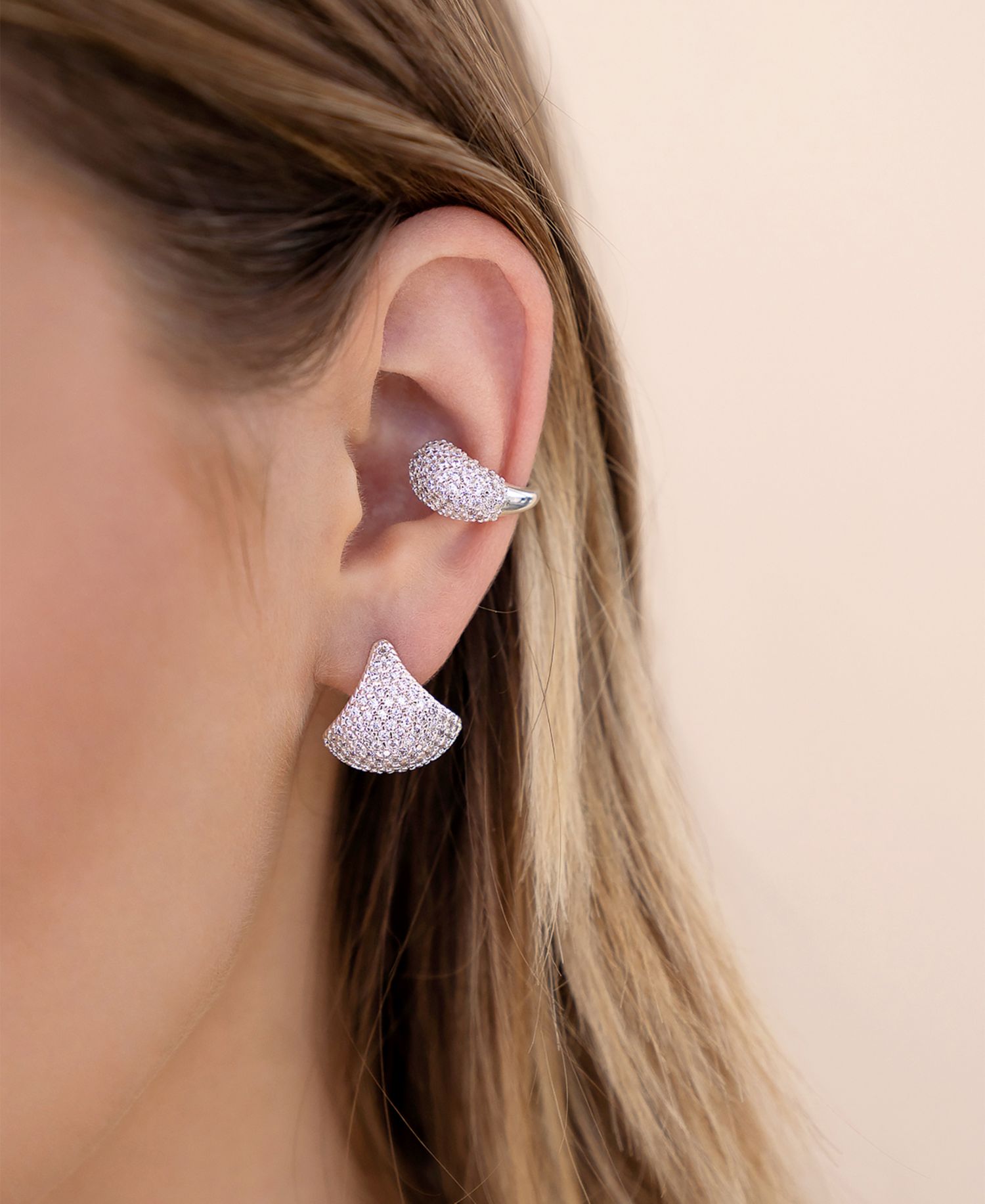 Pave Encrusted Huggies Hoops Earrings
