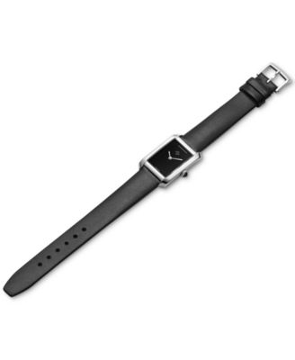 Women's Swiss Hampton Black Leather Strap Watch 35x22mm